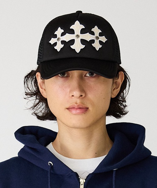 SUPPLIER/サプライヤー Cross Leather Patch Mesh Cap クロスモチーフ