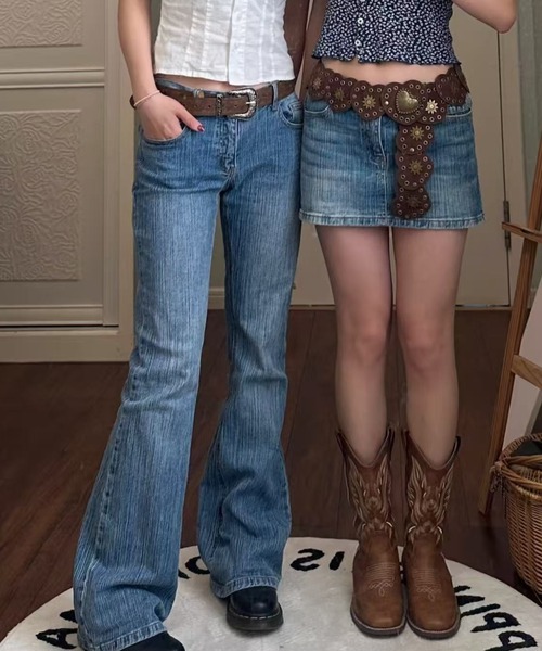 Lis ardent(リスアルダン)の「【新色追加】織柄デニムパンツ/ヴィンテージ風レトロデニムパンツ(デニムパンツ・レディース・ネイビー/サックスブルー/グレー・M/S/L)」の11枚目の写真