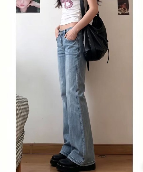 Lis ardent(リスアルダン)の「【新色追加】織柄デニムパンツ/ヴィンテージ風レトロデニムパンツ(デニムパンツ・レディース・ネイビー/サックスブルー/グレー・M/S/L)」の20枚目の写真