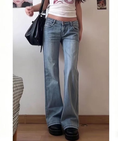 Lis ardent(リスアルダン)の「【新色追加】織柄デニムパンツ/ヴィンテージ風レトロデニムパンツ(デニムパンツ・レディース・ネイビー/サックスブルー/グレー・M/S/L)」の21枚目の写真