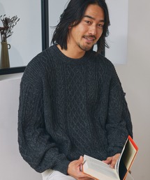 ウォッシャブル ケーブルニット クルーネックプルオーバー / 帯電防止・アンチピリング【THE CRAFT CREW PRODUCTS】