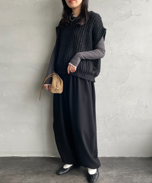 mizuiroind（ミズイロインド）の「[mizuiro ind/ミズイロインド] ドローストリング ヘムパンツ（その他パンツ・レディース・ベージュ/ブラック・F）」の10枚目の写真