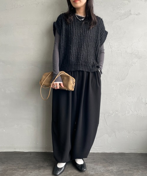 mizuiroind（ミズイロインド）の「[mizuiro ind/ミズイロインド] ドローストリング ヘムパンツ（その他パンツ・レディース・ベージュ/ブラック・F）」の15枚目の写真