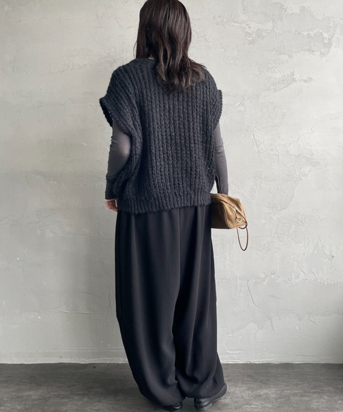 mizuiroind（ミズイロインド）の「[mizuiro ind/ミズイロインド] ドローストリング ヘムパンツ（その他パンツ・レディース・ベージュ/ブラック・F）」の17枚目の写真