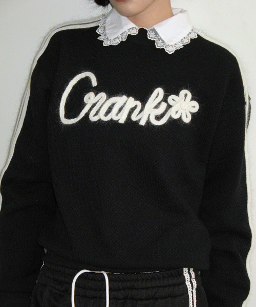 CRANK(クランク)の「アンゴララインフラワーニット_ブラック(ニット/セーター・レディース・その他・FREE)」の1枚目の写真
