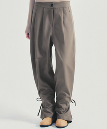 PINTUCK STRAP PANTS_BROWN