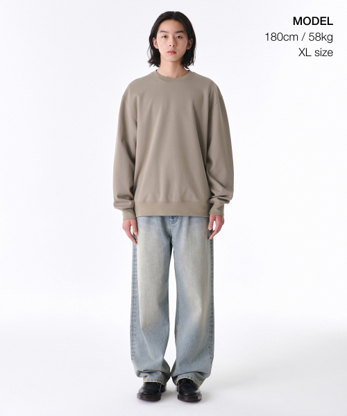 MUSINSA STANDARD（ムシンサスタンダード）の「[クールタンダード] レギュラースウェットシャツ [グレイッシュベージュ]（スウェット・メンズ・その他・SMALL/MEDIUM/LARGE/X-LARGE/XX-LARGE/XXX-LARGE）」の2枚目の写真