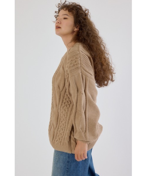 RODEO CROWNS WIDE BOWL（ロデオクラウンズワイドボウル）の「Vネックモールニットトップス（ニット/セーター・レディース・アイボリー/ベージュ/パープル/チャコールグレー・FREE）」の8枚目の写真