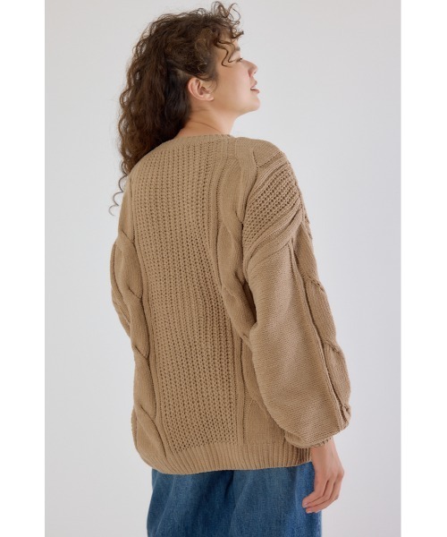 RODEO CROWNS WIDE BOWL（ロデオクラウンズワイドボウル）の「Vネックモールニットトップス（ニット/セーター・レディース・アイボリー/ベージュ/パープル/チャコールグレー・FREE）」の9枚目の写真