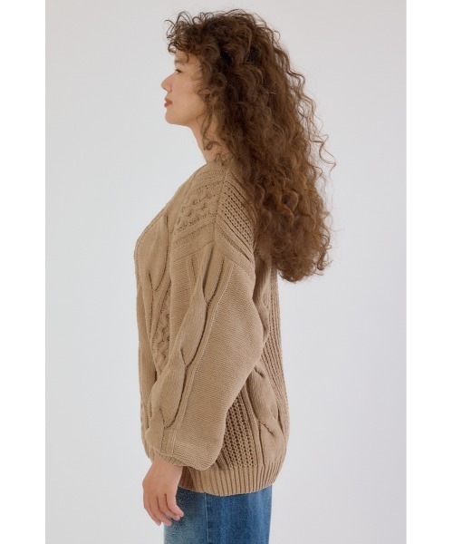 RODEO CROWNS WIDE BOWL（ロデオクラウンズワイドボウル）の「Vネックモールニットトップス（ニット/セーター・レディース・アイボリー/ベージュ/パープル/チャコールグレー・FREE）」の13枚目の写真