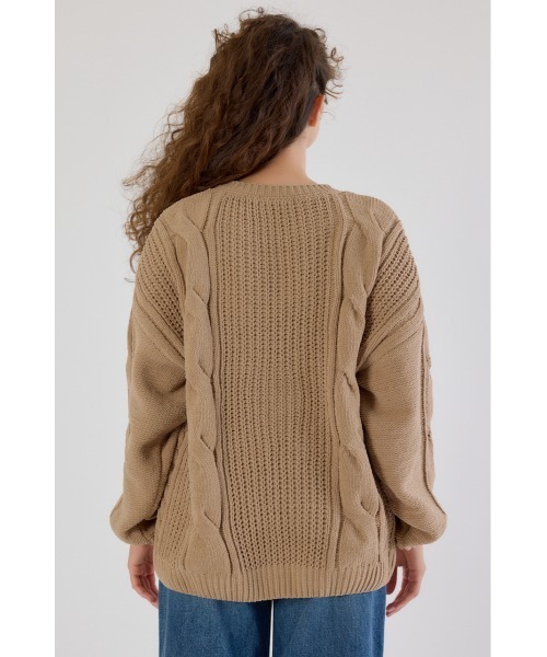 RODEO CROWNS WIDE BOWL（ロデオクラウンズワイドボウル）の「Vネックモールニットトップス（ニット/セーター・レディース・アイボリー/ベージュ/パープル/チャコールグレー・FREE）」の5枚目の写真