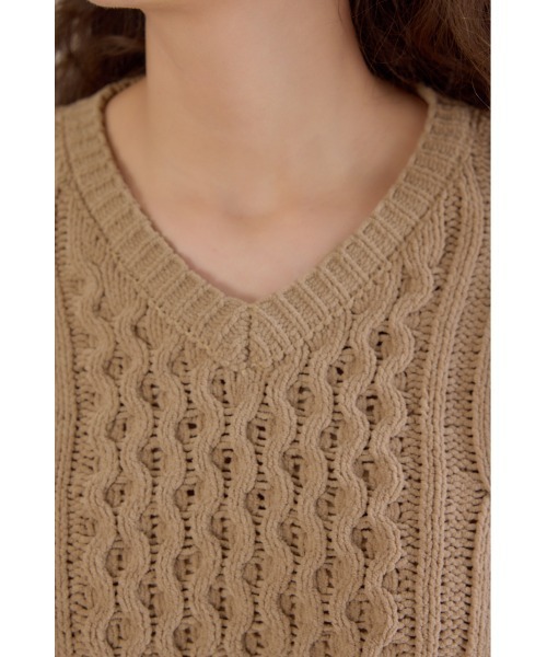 RODEO CROWNS WIDE BOWL（ロデオクラウンズワイドボウル）の「Vネックモールニットトップス（ニット/セーター・レディース・アイボリー/ベージュ/パープル/チャコールグレー・FREE）」の6枚目の写真
