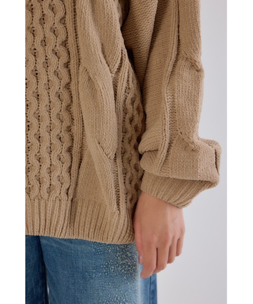 RODEO CROWNS WIDE BOWL（ロデオクラウンズワイドボウル）の「Vネックモールニットトップス（ニット/セーター・レディース・アイボリー/ベージュ/パープル/チャコールグレー・FREE）」の7枚目の写真