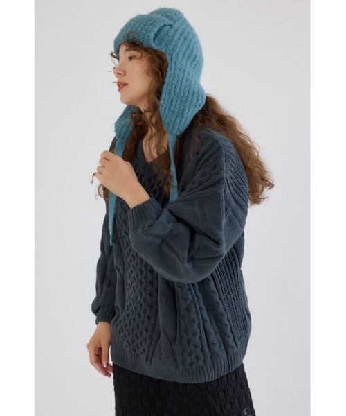 RODEO CROWNS WIDE BOWL（ロデオクラウンズワイドボウル）の「Vネックモールニットトップス（ニット/セーター・レディース・アイボリー/ベージュ/パープル/チャコールグレー・FREE）」の15枚目の写真