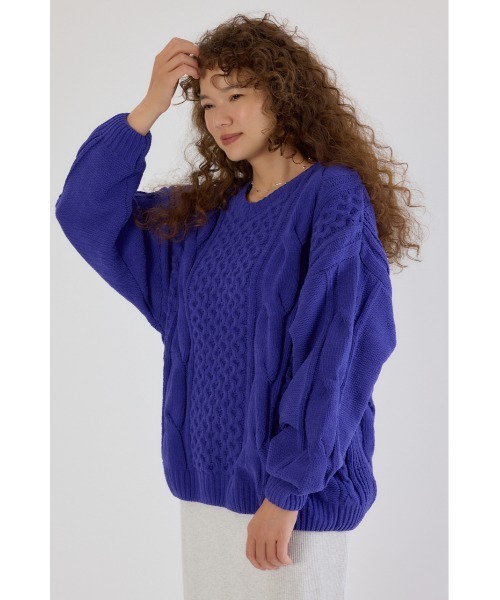 RODEO CROWNS WIDE BOWL（ロデオクラウンズワイドボウル）の「Vネックモールニットトップス（ニット/セーター・レディース・アイボリー/ベージュ/パープル/チャコールグレー・FREE）」の21枚目の写真