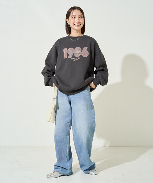 FREAK'S STORE(フリークスストア)の「限定展開 ぐるぐるナンバー ロゴ 刺繍 裏起毛 スウェット(スウェット・レディース・杢グレー/ナチュラル/ブラウン/スミクロ・フリ-)」の11枚目の写真
