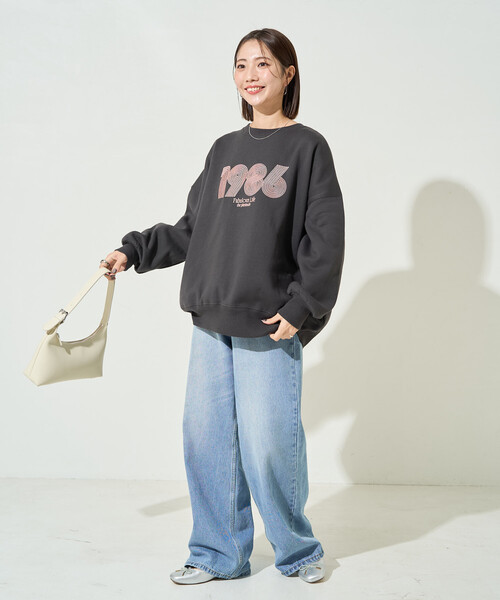FREAK'S STORE(フリークスストア)の「限定展開 ぐるぐるナンバー ロゴ 刺繍 裏起毛 スウェット(スウェット・レディース・杢グレー/ナチュラル/ブラウン/スミクロ・フリ-)」の12枚目の写真