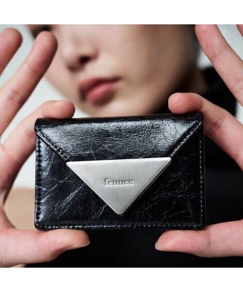 セール】CRINKLE TRIANGLE ACCORDION POCKET - BLACK（札入れ