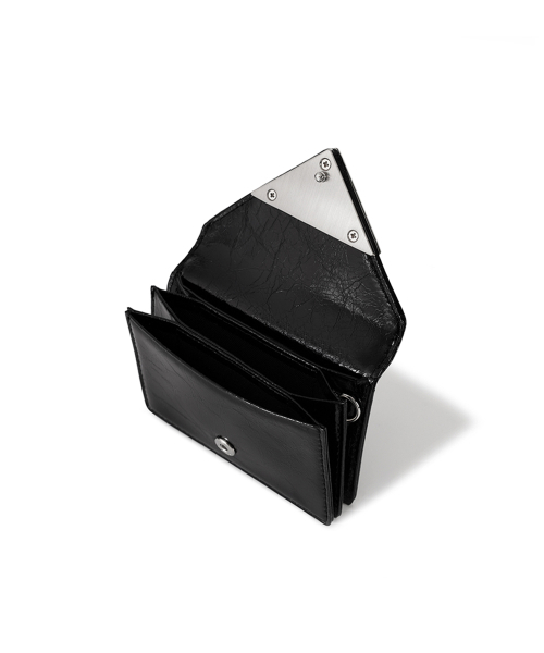 セール】CRINKLE TRIANGLE ACCORDION POCKET - BLACK（札入れ