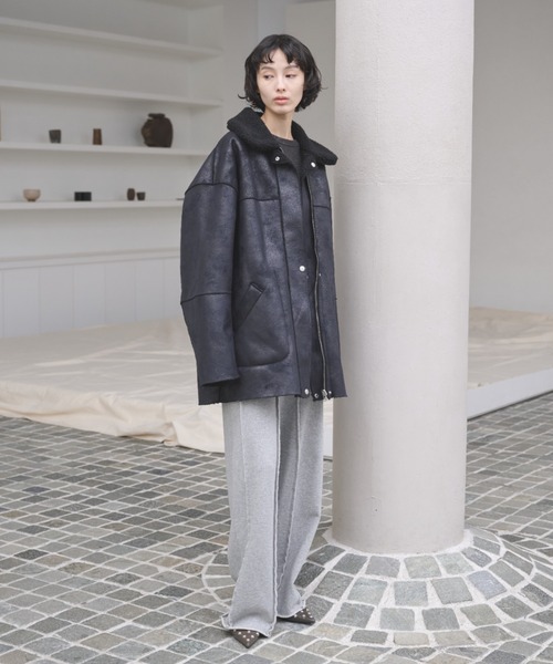 AIC.（エーアイシー）の「4WAYリバーシブルムートンライクコート（ムートンコート・レディース・ブラウン/ライトブラック・FREE）」の19枚目の写真