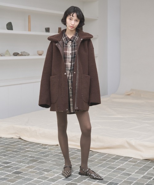 AIC.（エーアイシー）の「4WAYリバーシブルムートンライクコート（ムートンコート・レディース・ブラウン/ライトブラック・FREE）」の16枚目の写真