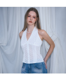 Flower Halter Blouse [White]