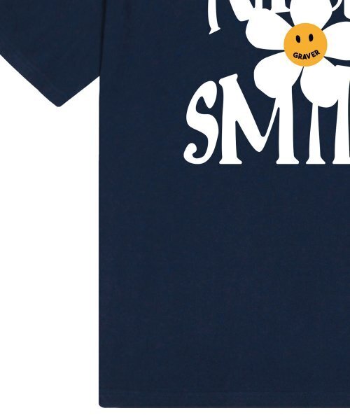 GRAVER（グレーバー）の「[ユニセックス]ナイススマイルロゴフラワー半袖Tシャツ_ネイビー（Tシャツ/カットソー・レディース・ネイビー・SMALL/MEDIUM/LARGE/X-LARGE）」の5枚目の写真