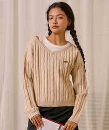 BITTERCELLS（ビターセルズ）の「C.G V-Neck Cable Sweater-Beige（ニット/セーター）」