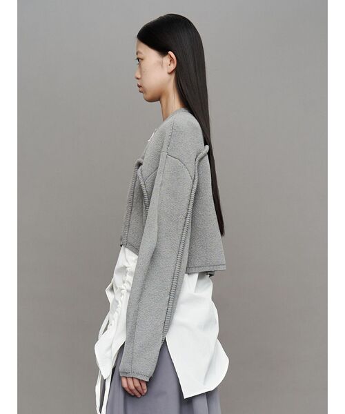 UN3D.（アンスリード）の「CORD LINE SHORT CARDIGAN / コードラインショートカーディガン（カーディガン/ボレロ・レディース・ブラック/グレー/ブルー・FREE）」の21枚目の写真