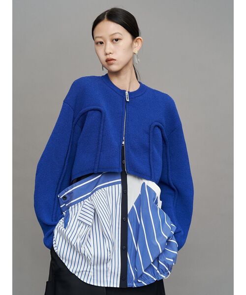 UN3D.（アンスリード）の「CORD LINE SHORT CARDIGAN / コードラインショートカーディガン（カーディガン/ボレロ・レディース・ブラック/グレー/ブルー・FREE）」の3枚目の写真