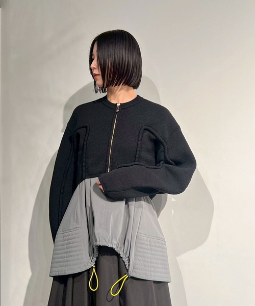 UN3D.（アンスリード）の「CORD LINE SHORT CARDIGAN / コードラインショートカーディガン（カーディガン/ボレロ・レディース・ブラック/グレー/ブルー・FREE）」の5枚目の写真