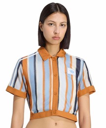 adidas SUMMER GLOW STRIPED CROPPED POLO / アディダス サマー グロウ ストライプド クロップ ポロ