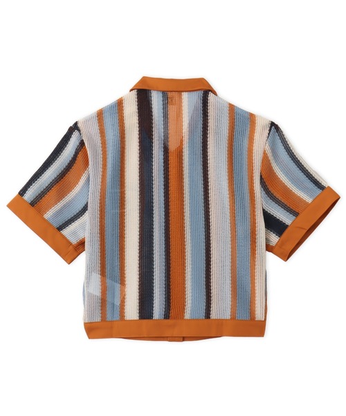 adidas(アディダス)の「adidas SUMMER GLOW STRIPED CROPPED POLO / アディダス サマー グロウ ストライプド クロップ ポロ(ポロシャツ・レディース・マルチ・S/L/M)」の8枚目の写真