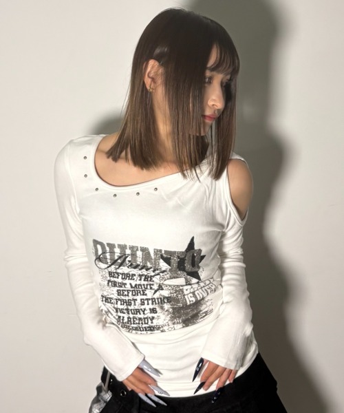 .KOM(ドットコム)の「A'GEM/9 × .kom 『.KOMZ/ドットケーオーエムゼット』 デザインロングスリーブ(Tシャツ/カットソー・レディース・ブラック/ホワイト/ブラウン・FREE)」の7枚目の写真