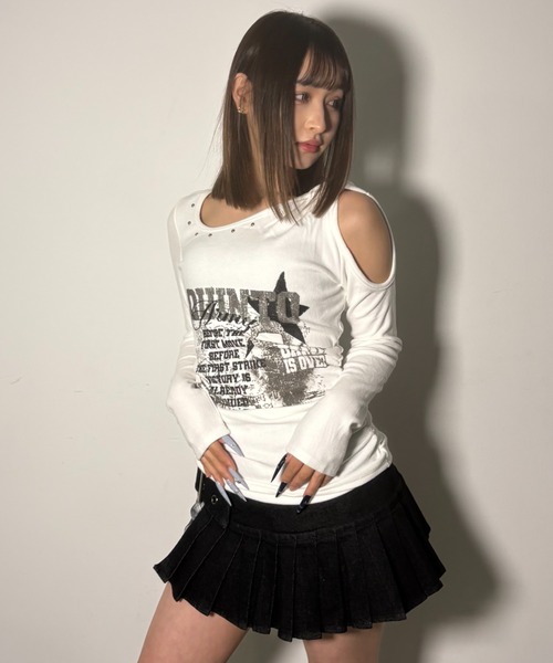 .KOM(ドットコム)の「A'GEM/9 × .kom 『.KOMZ/ドットケーオーエムゼット』 デザインロングスリーブ(Tシャツ/カットソー・レディース・ブラック/ホワイト/ブラウン・FREE)」の6枚目の写真