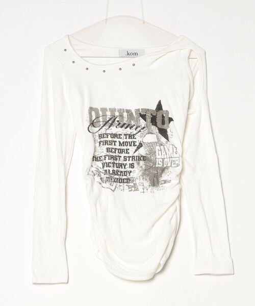 .KOM(ドットコム)の「A'GEM/9 × .kom 『.KOMZ/ドットケーオーエムゼット』 デザインロングスリーブ(Tシャツ/カットソー・レディース・ブラック/ホワイト/ブラウン・FREE)」の18枚目の写真