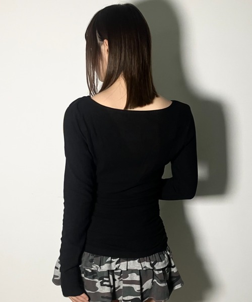 .KOM(ドットコム)の「A'GEM/9 × .kom 『.KOMZ/ドットケーオーエムゼット』 デザインロングスリーブ(Tシャツ/カットソー・レディース・ブラック/ホワイト/ブラウン・FREE)」の15枚目の写真