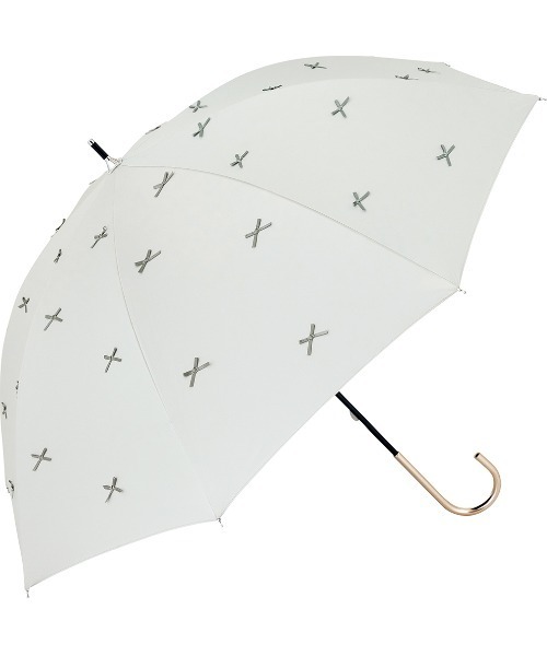 MILLION CARATS（ミリオンカラッツ）の「《because》上品に散りばめた立体リボンモチーフの晴雨兼用軽量アンブレラ 約290g [UVカット・UPF50+・完全遮光・遮熱]（長傘・レディース・グレー/オフホワイト/サックスブルー・FREE）」の10枚目の写真