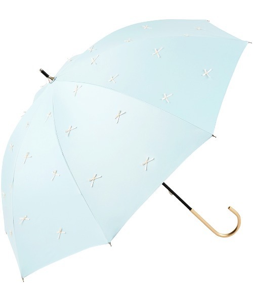 MILLION CARATS（ミリオンカラッツ）の「《because》上品に散りばめた立体リボンモチーフの晴雨兼用軽量アンブレラ 約290g [UVカット・UPF50+・完全遮光・遮熱]（長傘・レディース・グレー/オフホワイト/サックスブルー・FREE）」の8枚目の写真