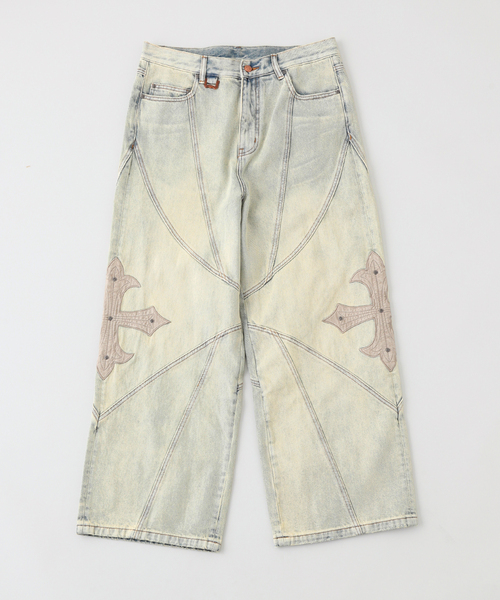 SUPPLIER(サプライヤー)の「SUPPLIER / サプライヤー Cross Leather Patch Baggy Denim(デニムパンツ・メンズ・ブルー/ブラック・LARGE/MEDIUM)」の2枚目の写真
