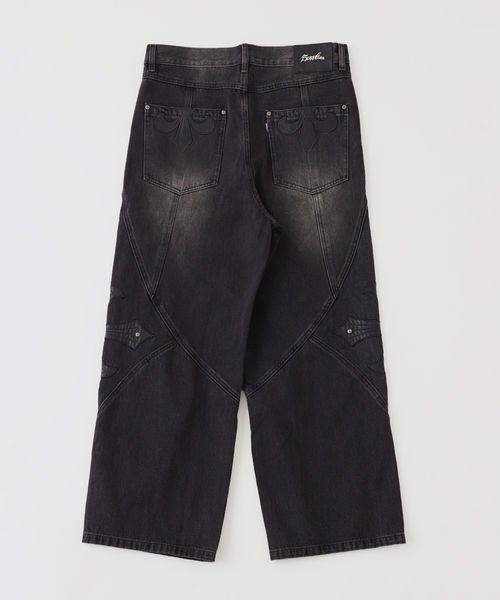 SUPPLIER(サプライヤー)の「SUPPLIER / サプライヤー Cross Leather Patch Baggy Denim(デニムパンツ・メンズ・ブルー/ブラック・LARGE/MEDIUM)」の6枚目の写真