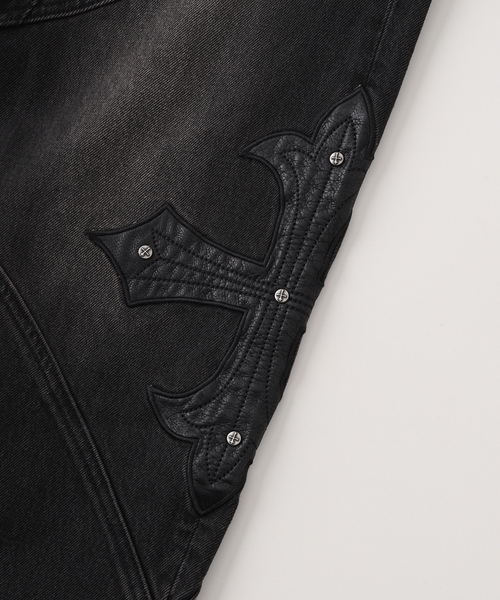 SUPPLIER(サプライヤー)の「SUPPLIER / サプライヤー Cross Leather Patch Baggy Denim(デニムパンツ・メンズ・ブルー/ブラック・LARGE/MEDIUM)」の8枚目の写真