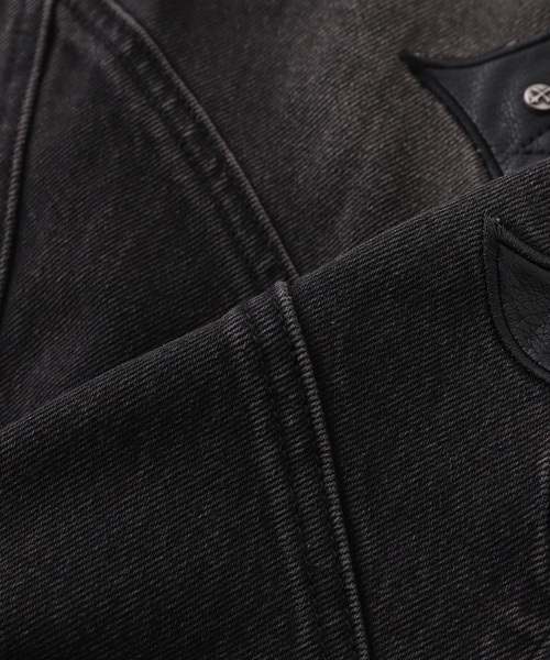 SUPPLIER(サプライヤー)の「SUPPLIER / サプライヤー Cross Leather Patch Baggy Denim(デニムパンツ・メンズ・ブルー/ブラック・LARGE/MEDIUM)」の4枚目の写真
