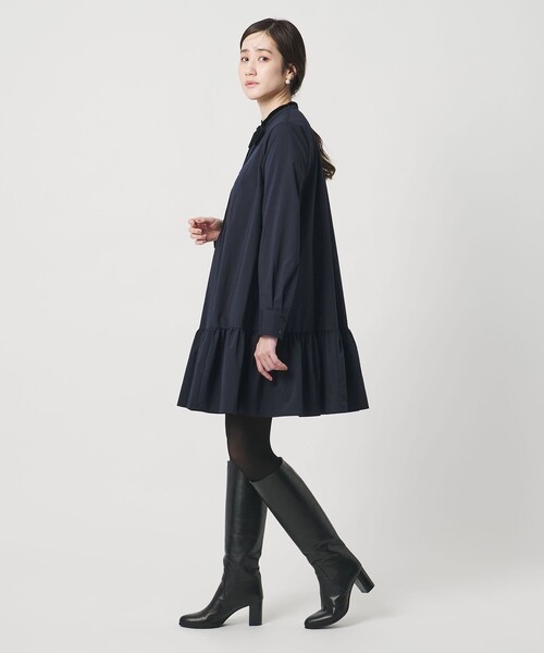 UNITED ARROWS（ユナイテッドアローズ）の「タフタ ギャザー ティアードワンピース ‐ウォッシャブル‐（ワンピース・レディース・ブラック/ネイビー・38/36）」の2枚目の写真