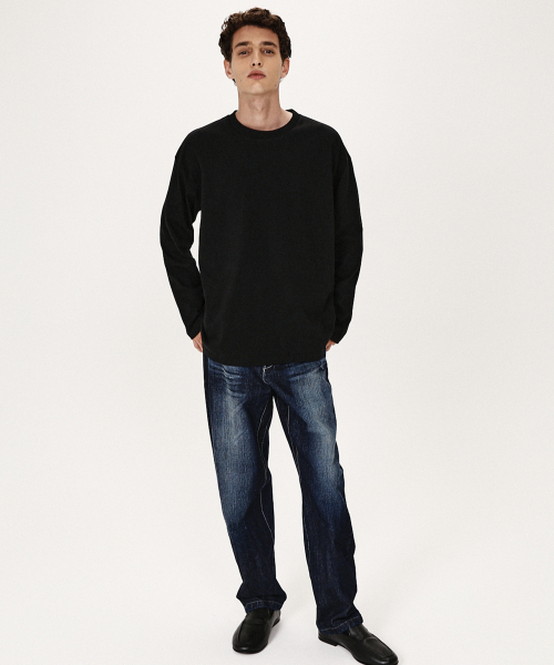 SHIRTER(シャーター)の「FINE COTTON OVERSIZE FIT LS T-SHIRT (BLACK)(Tシャツ/カットソー・メンズ・その他・LARGE/MEDIUM/SMALL)」の6枚目の写真