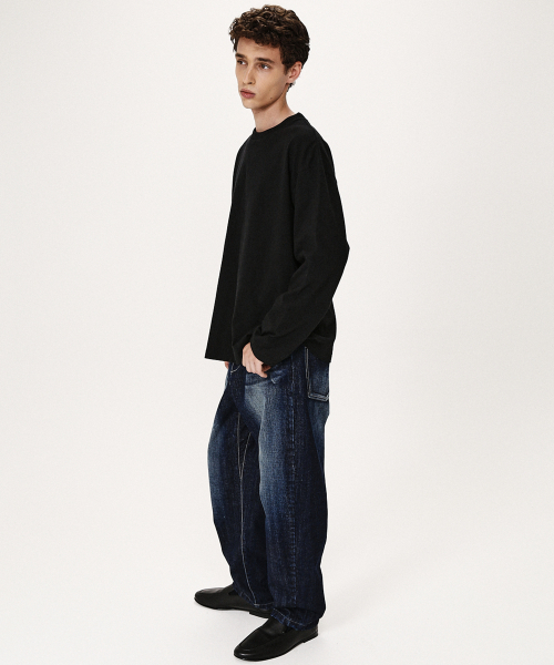 SHIRTER(シャーター)の「FINE COTTON OVERSIZE FIT LS T-SHIRT (BLACK)(Tシャツ/カットソー・メンズ・その他・LARGE/MEDIUM/SMALL)」の2枚目の写真