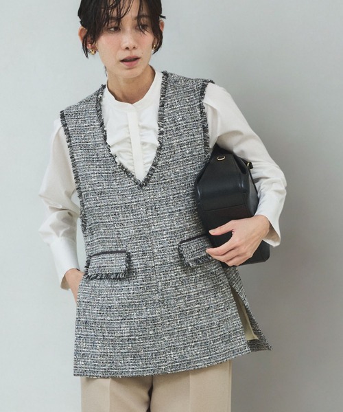 qualite（カリテ）の「ラメツイードジレ/オケージョン/セレモニー/フォーマル/オフィスカジュアル/カセット服（ベスト・レディース・ブラック・36/38）」の7枚目の写真