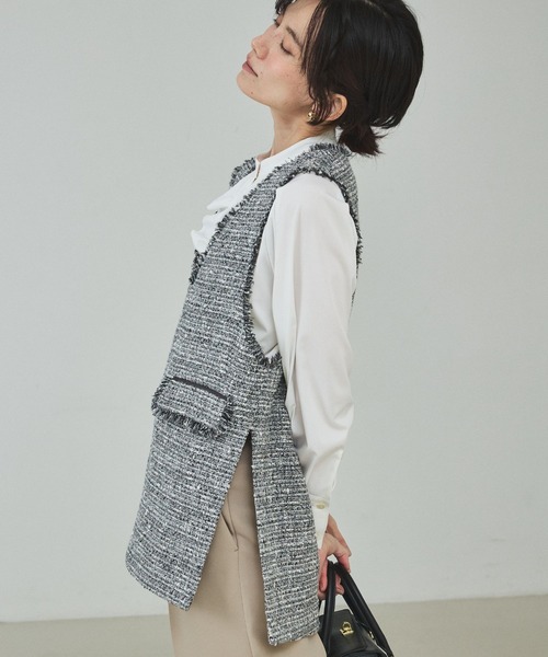 qualite（カリテ）の「ラメツイードジレ/オケージョン/セレモニー/フォーマル/オフィスカジュアル/カセット服（ベスト・レディース・ブラック・36/38）」の6枚目の写真