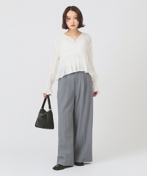 Ray BEAMS(レイビームス)の「バックスリット ワイド パンツ(その他パンツ・レディース・シルバー/ブラック・0/1)」の3枚目の写真