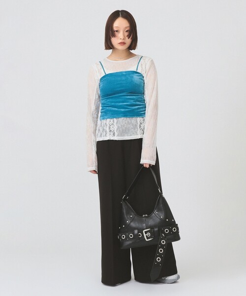 Ray BEAMS(レイビームス)の「バックスリット ワイド パンツ(その他パンツ・レディース・シルバー/ブラック・0/1)」の7枚目の写真